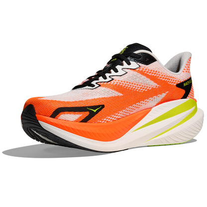 Hoka Mach X 3 Running Shoes - Mens - White/Neon Tangerine